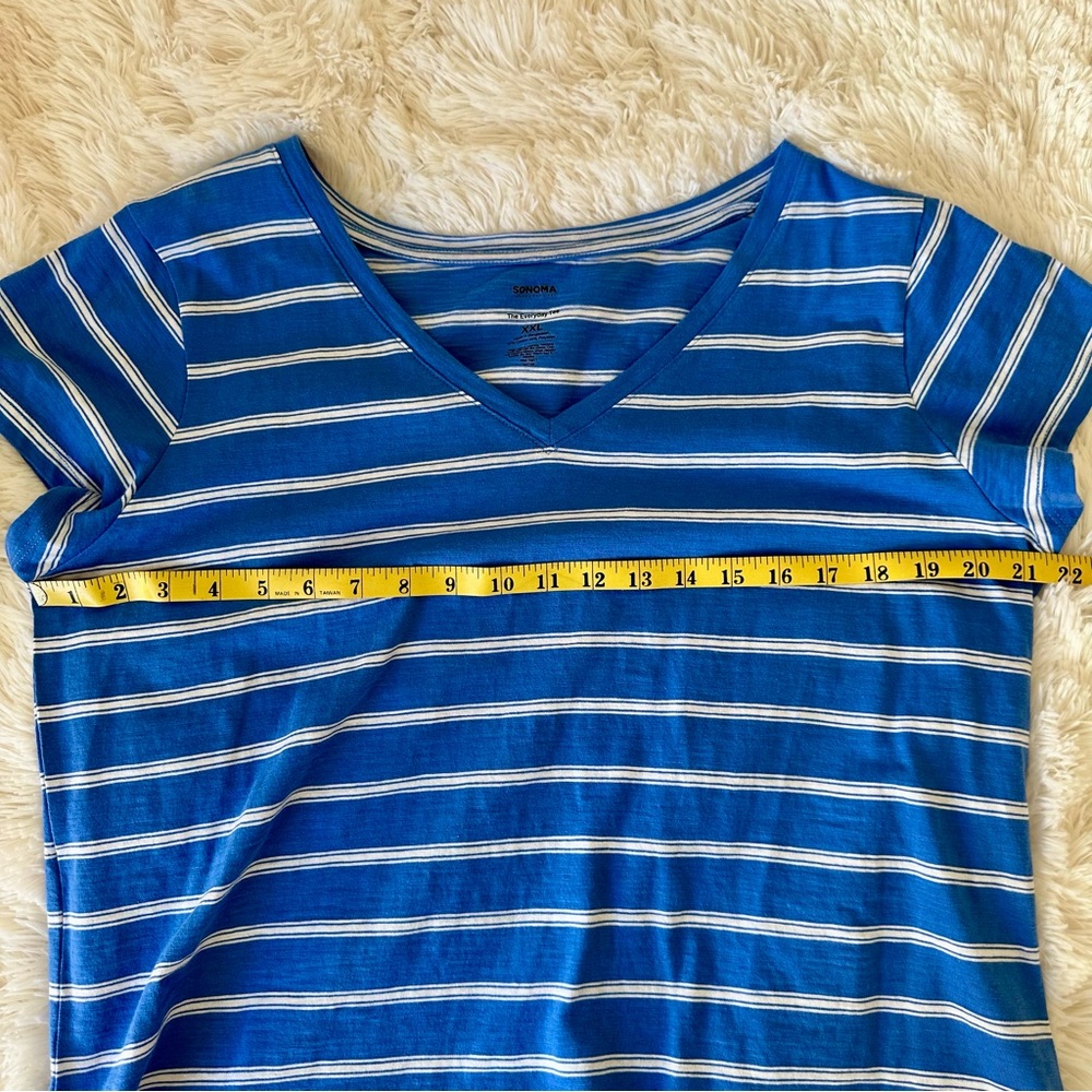 Sonoma Women's Blue White Short Sleeve Tee Size: XXL NWOT - Picture 5 of 6